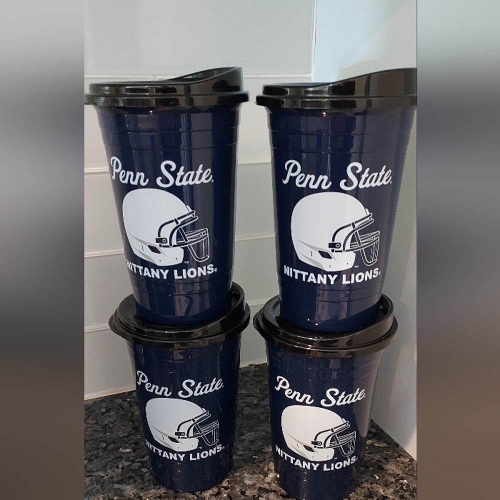 Penn State Nittany Lions Cups With Lids Tumbler NCAA Football Tailgate 4 New